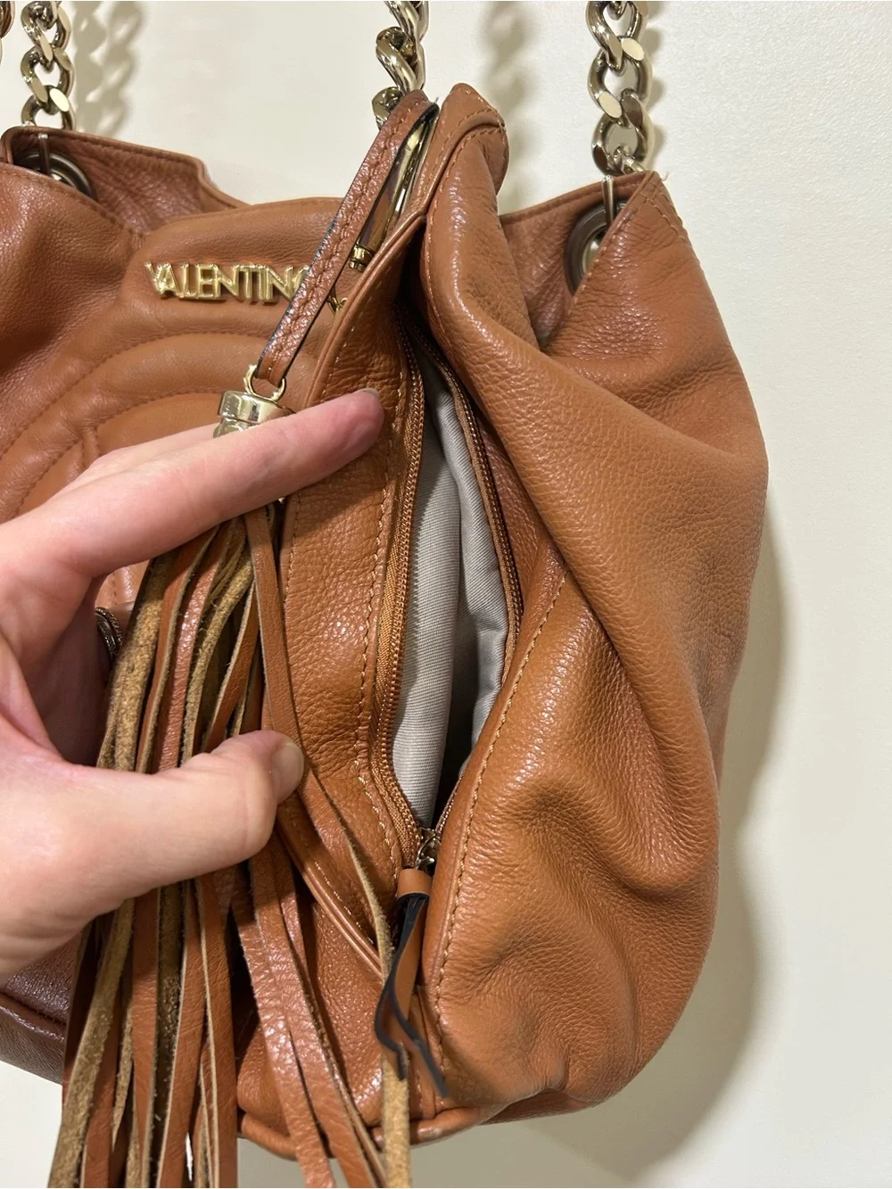 Valentino by Mario Valentino Luisa Italian Tan Brown Shoulder Bag